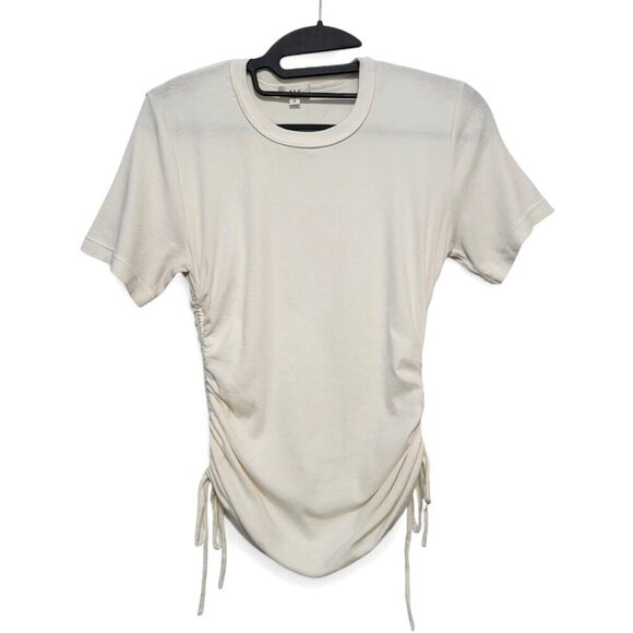 A.L.C. Austin Ruched Side Tie Tee Shirt Stretch Cotton Top - Picture 4 of 13